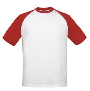 B&C BC230 - T-shirt da baseball con maniche raglan a contrasto White/Red