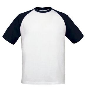 B&C BC230 - T-shirt da baseball con maniche raglan a contrasto White/Navy