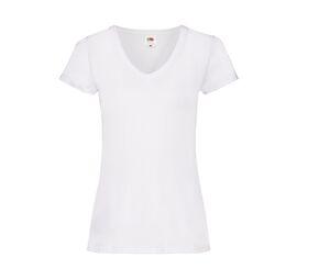 Fruit of the Loom SC601 - T-shirt Lady-Fit Value Weight scollo a V White