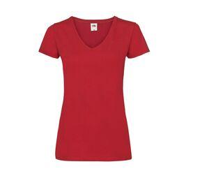 Fruit of the Loom SC601 - T-shirt Lady-Fit Value Weight scollo a V Red