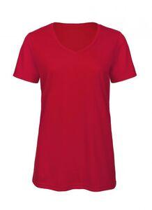 B&C BC058 - T-shirt da donna con scollo a v in tri-blend Red