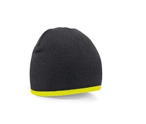 Beechfield BF44C - Cappello a maglia berretto a due toni Black/ Fluorescent Yellow