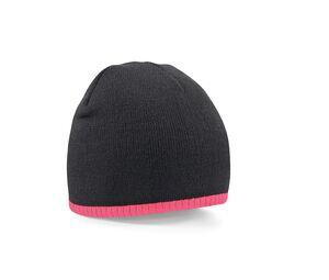 Beechfield BF44C - Cappello a maglia berretto a due toni Black/ Fluorescent Pink