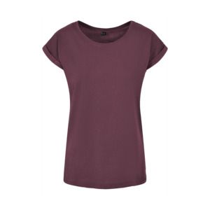 Build Your Brand BY021 - T-shirt donna con spalle estese Burgundy