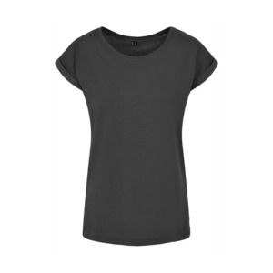 Build Your Brand BY021 - T-shirt donna con spalle estese Charcoal