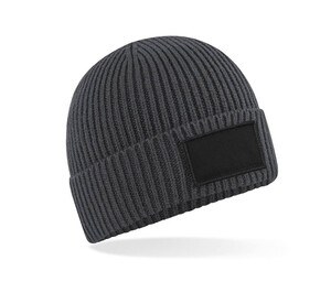 BEECHFIELD BF442R - Beanie with patch for decoration Graphite Grey / Black