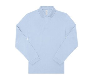 B&C BCU425 - Long-sleeved fine piqué poloshirt Blush Blue